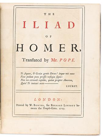 Homer, trans. Alexander Pope (1688-1744) The Iliad [and] The Odyssey of Homer, Extra-illustrated.